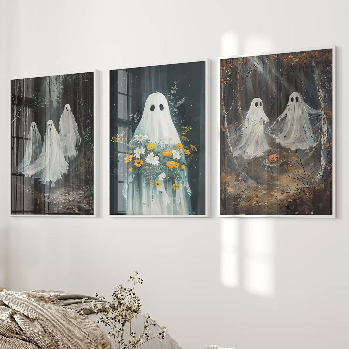 Halloween Ghosts in the Forest Wall Art Prints