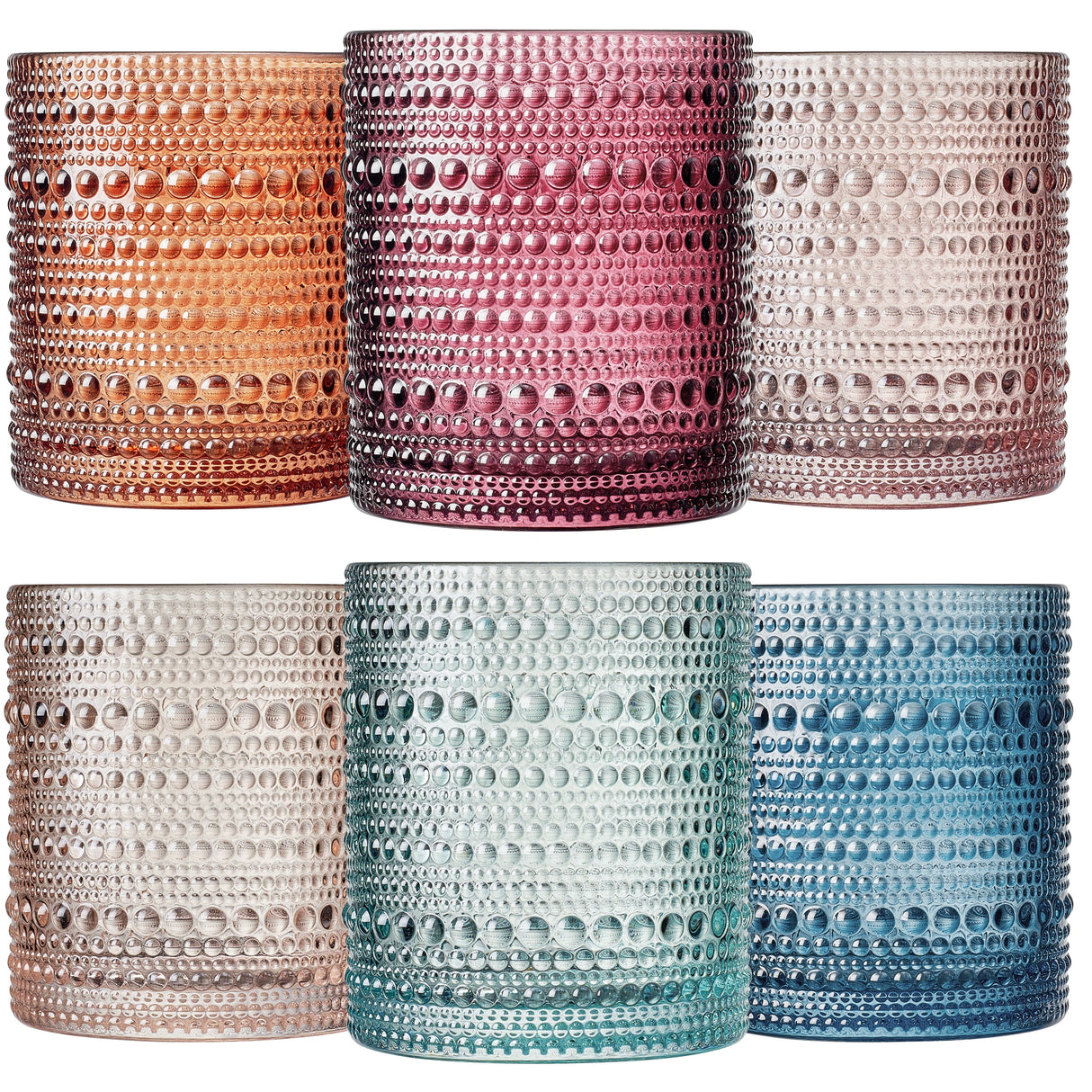 Tonal Hobnail Lowball Glassware, Spring, Set of 6