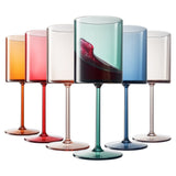 Tonal Acrylic Stemmed Square Wine Glassware, Set of 6