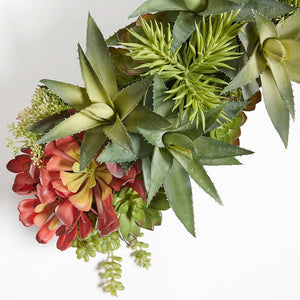 Rectangular Artificial Succulent Arrangement, Gray Planter