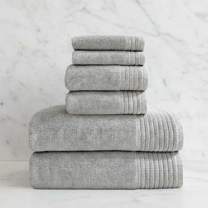 Bamboo Cotton Spa Towel Set - Viscose from Bamboo + Cotton - 6pc Set - Stone