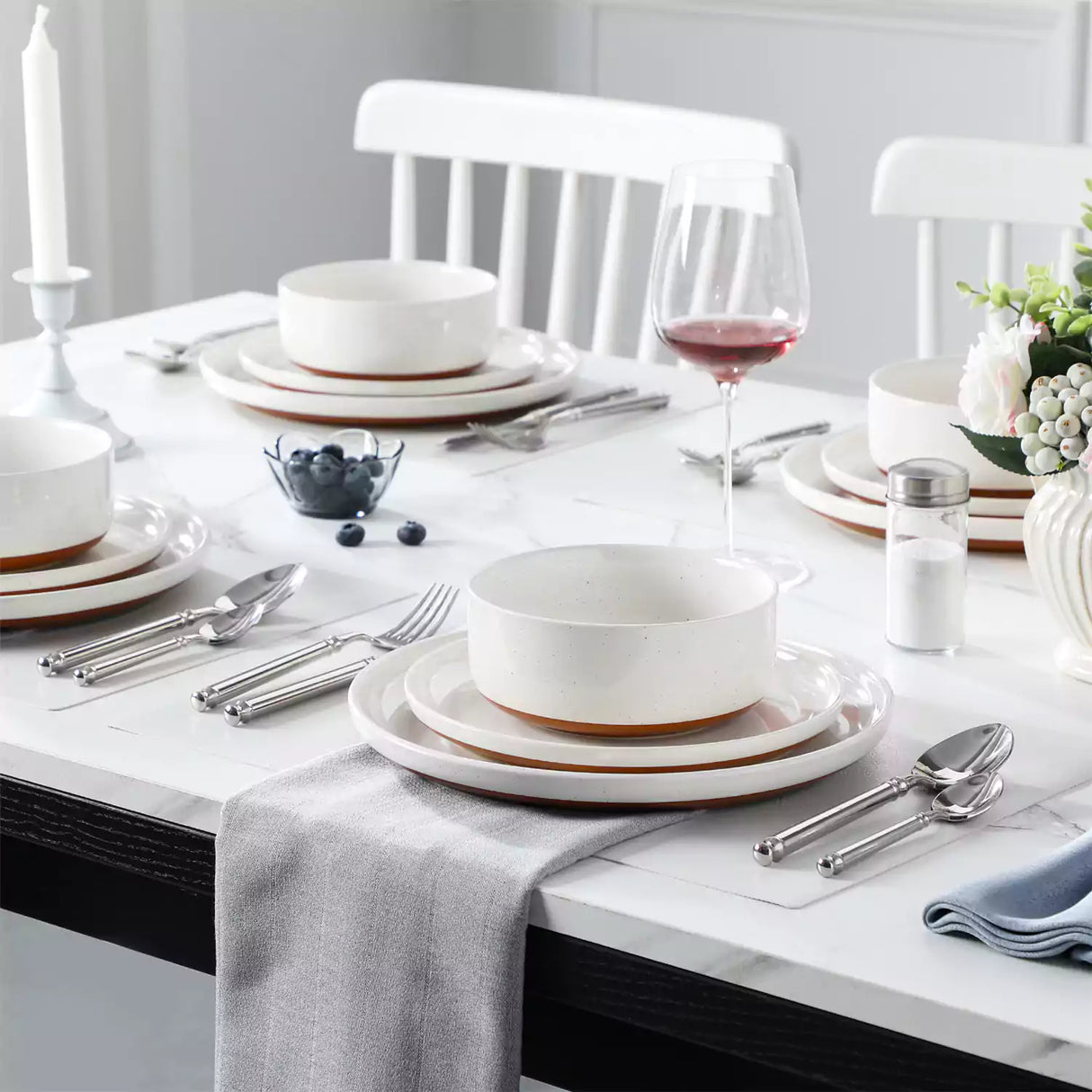 Tara Grey 12 Piece Dinnerware Set