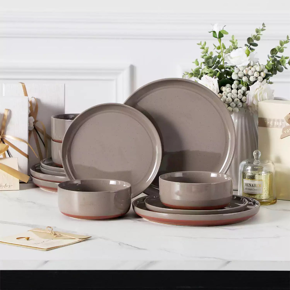 Tara Pink 12 Piece Dinnerware Set