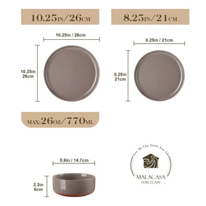 Tara Pink 12 Piece Dinnerware Set
