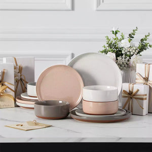 Tara Grey 12 Piece Dinnerware Set