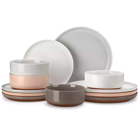 Tara Pink 12 Piece Dinnerware Set