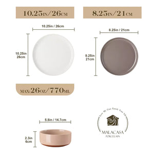 Tara 12 Piece Stoneware Dinnerware Set