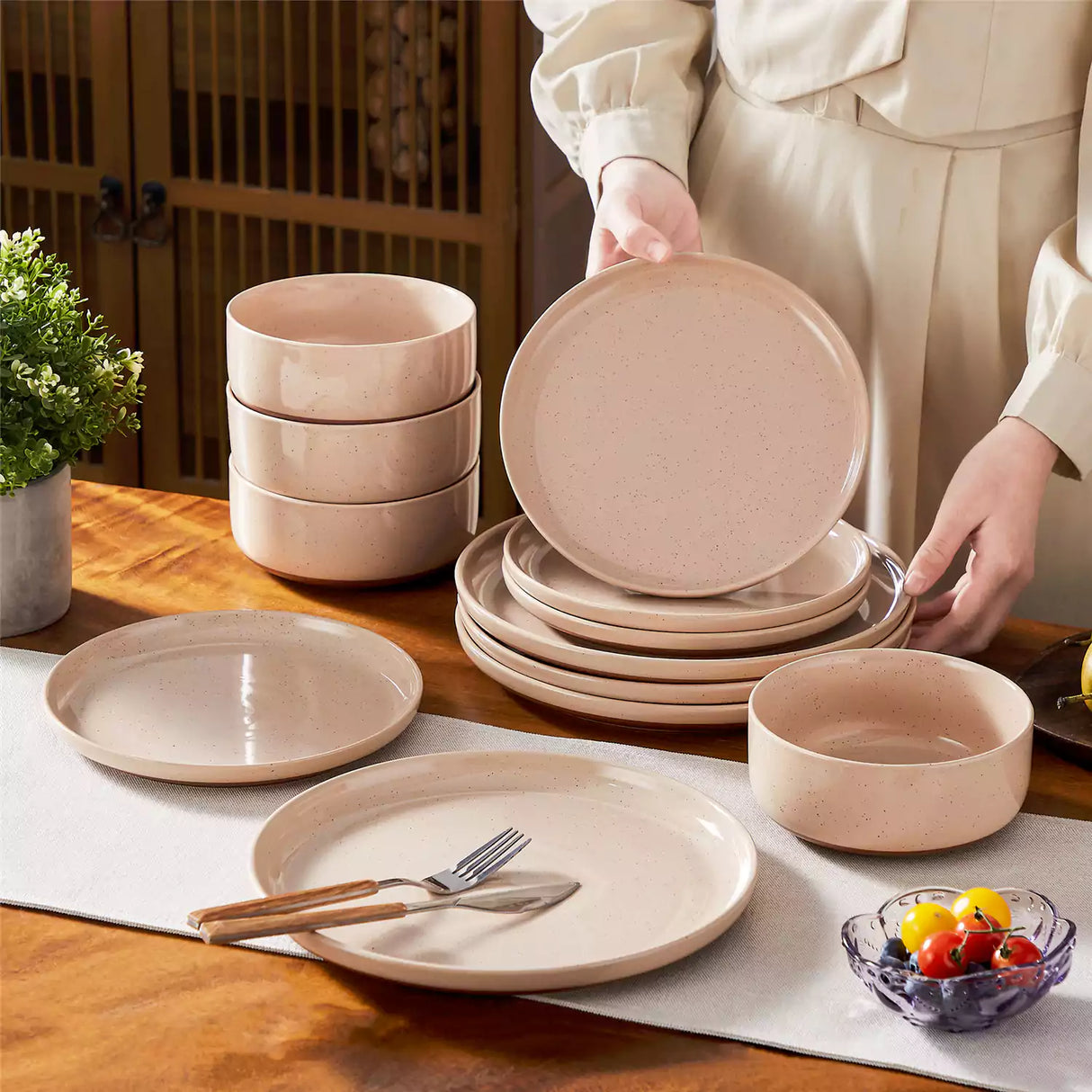 Tara 12 Piece Stoneware Dinnerware Set
