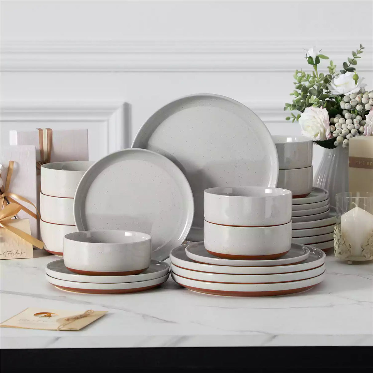Tara Grey 24 Piece Dinnerware Set for 8