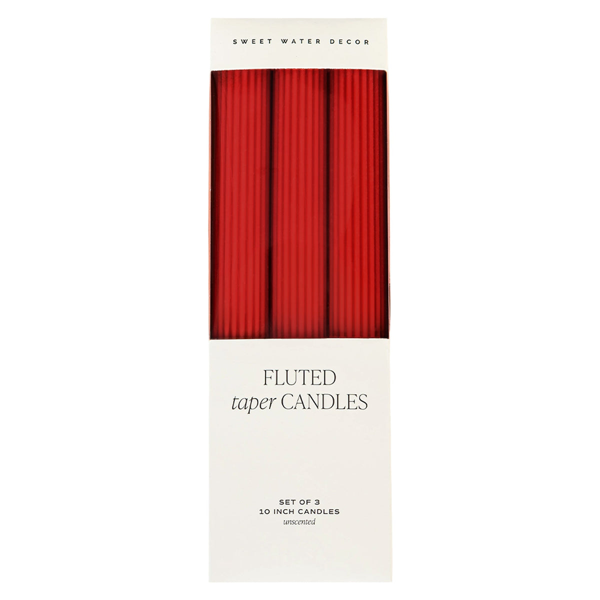 Sweet Water Decor Red Fluted Taper Candles - view 4