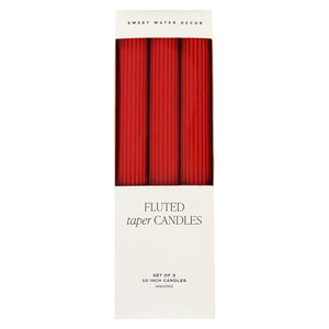 Sweet Water Decor Red Fluted Taper Candles - view 4