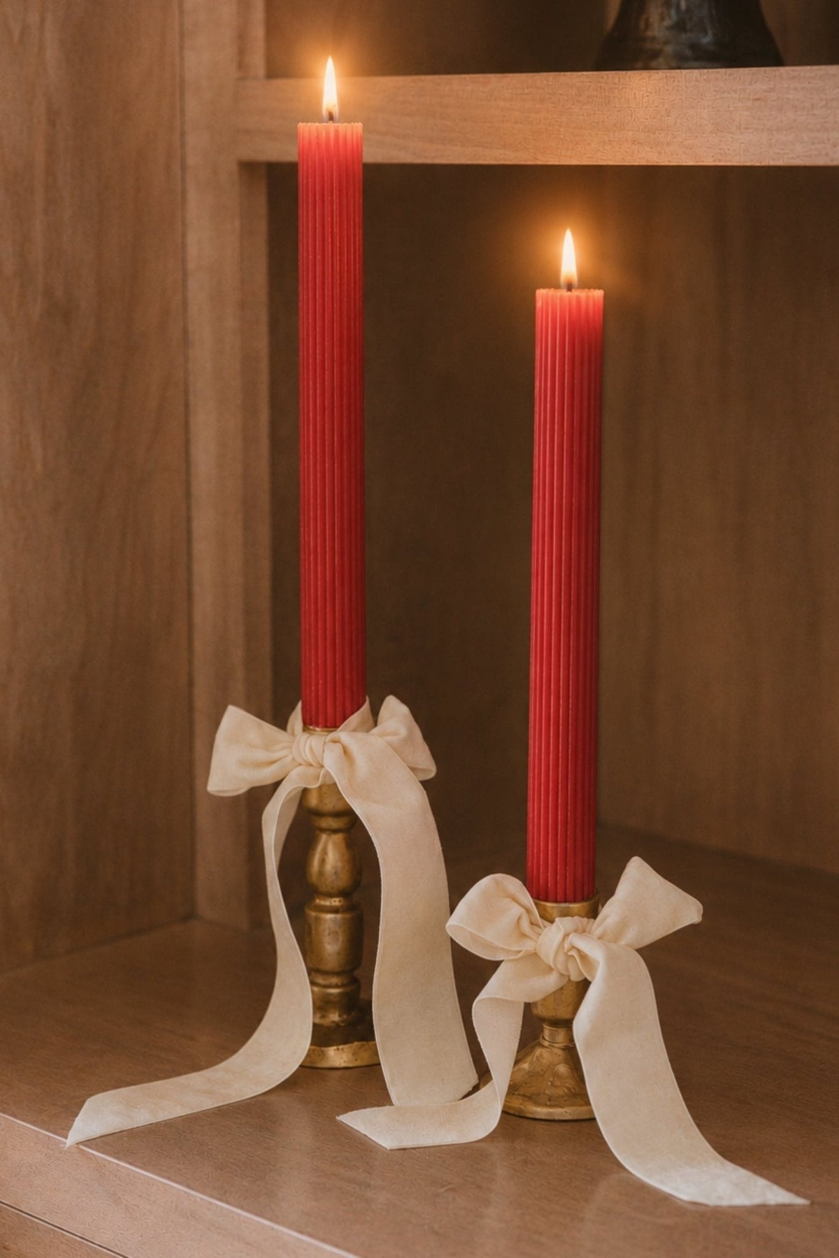 Sweet Water Decor Red Fluted Taper Candles - view 2