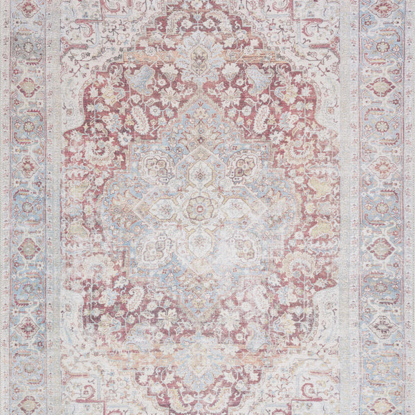 Cream Rust Leeston Washable Rug - Clearance