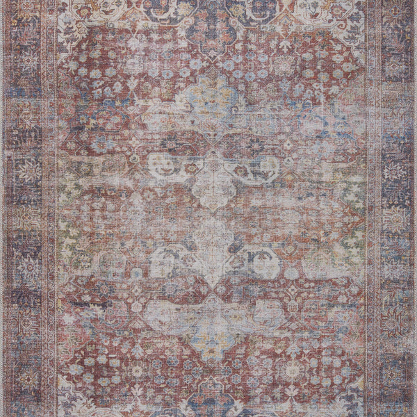 Rust Elki Vintage Medallion Washable Area Rug - Clearance