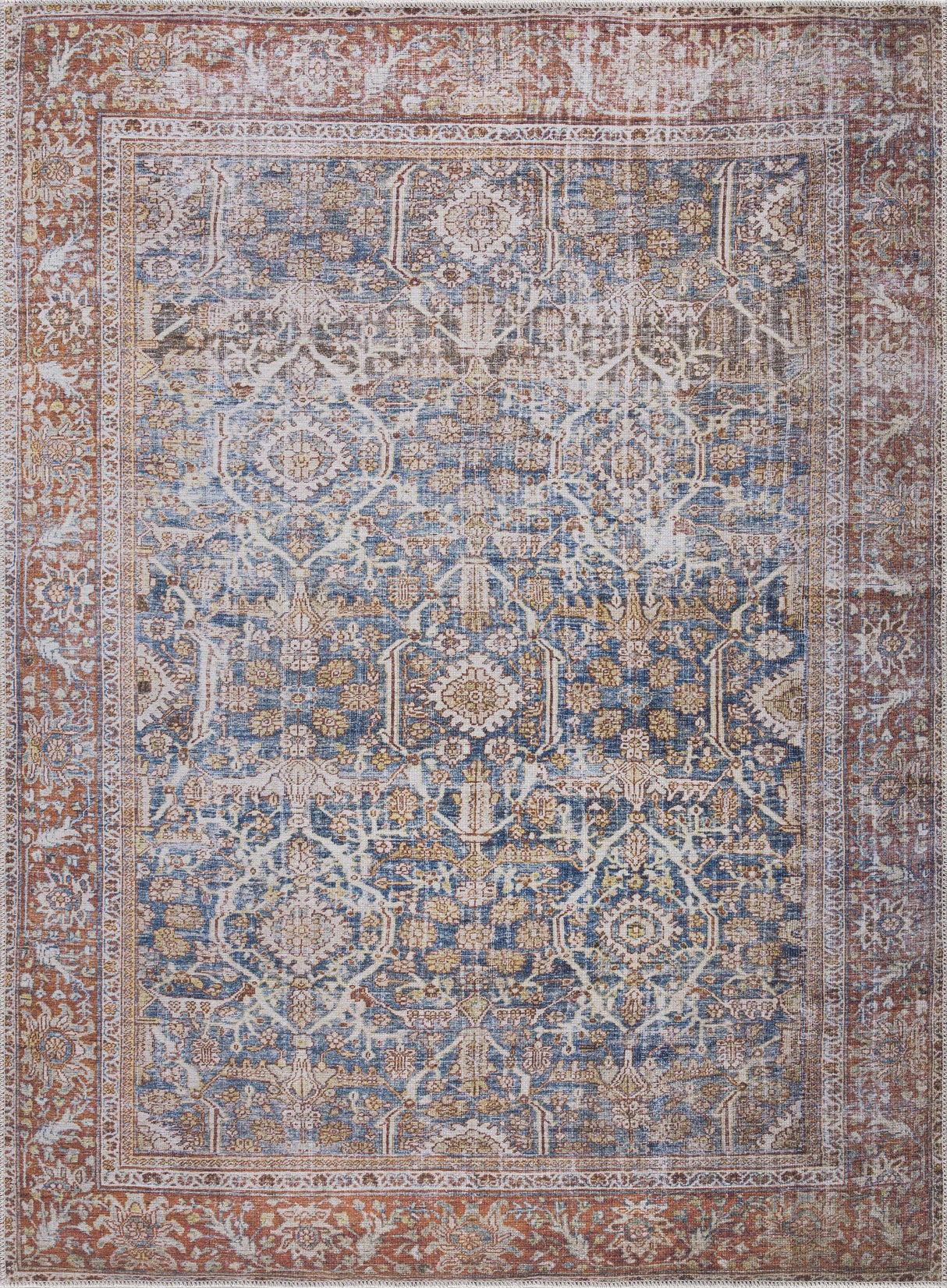 Rust Mair Traditional Washable Area Rug - Clearance