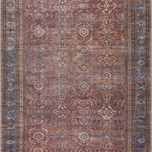 Rust Baki Traditional Washable Area Rug - Clearance