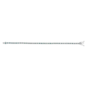 14K White Gold 4.0 Cttw Alternating White and Blue Lab Grown Diamond Tennis Bracelet - 7" inches
