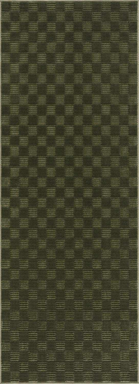 Truls 3D Checkered Washable Rug - Green