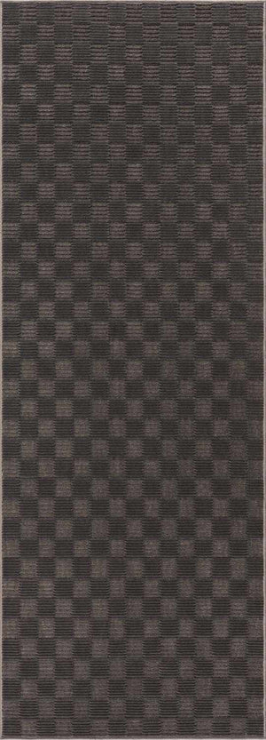 Truls 3D Checkered Washable Rug - Black