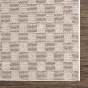 Truls 3D Checkered Washable Rug -  Biscotti