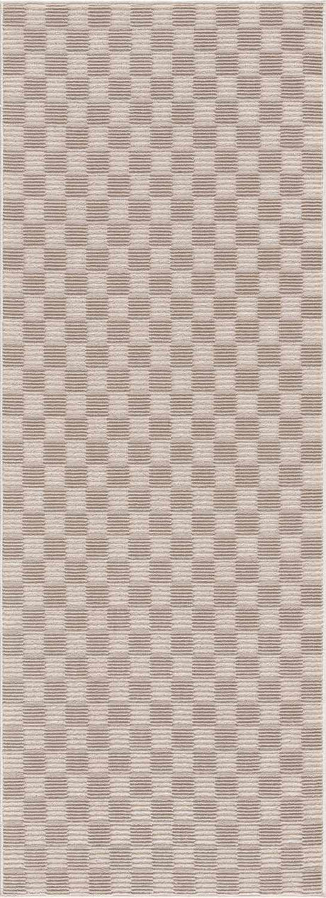 Truls 3D Checkered Washable Rug -  Biscotti
