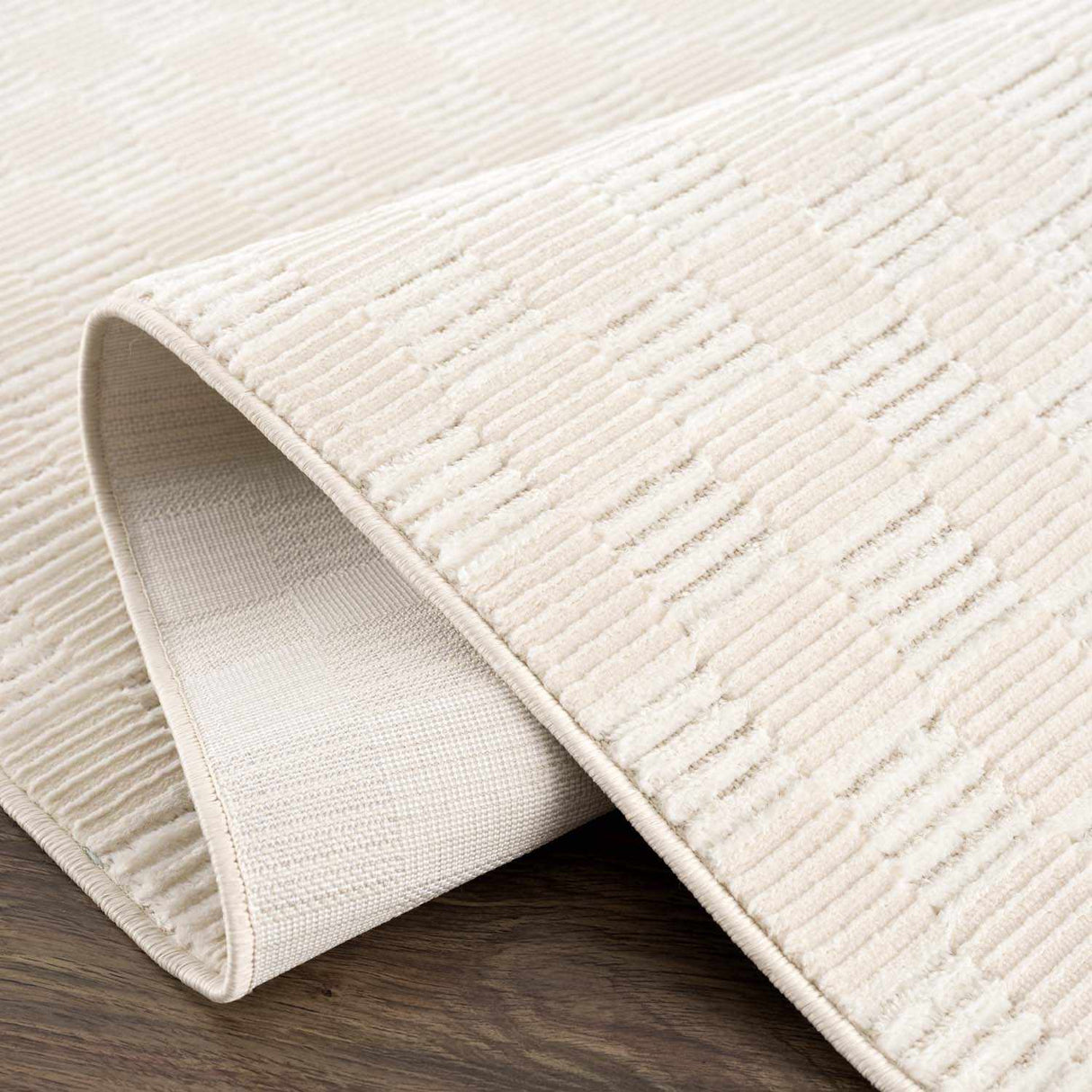 Truls 3D Checkered Washable Rug - Bone