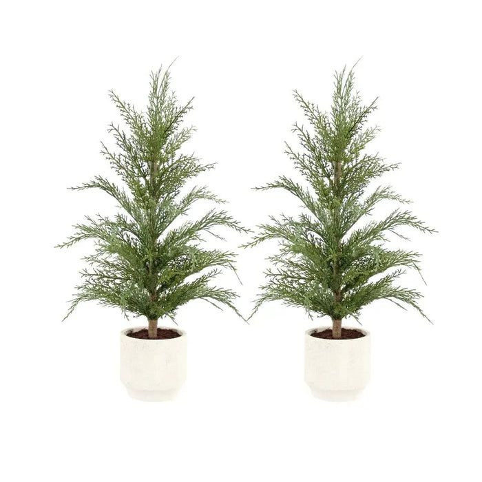 2' Faux Cedar Tree, Set of 2