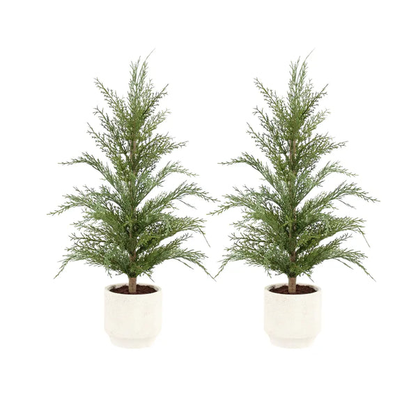 2' Faux Cedar Tree, Set of 2