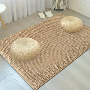 Washable Non Slip Indoor Doormat Beige Jute Look Entry Rug 50x80-80x120cm