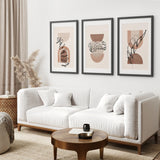 Abstract Watercolor Set of 3 Boho Prints. Tropical Leaves