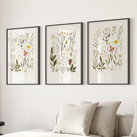 Wildflower Nature Prints. Modern Wall Art Decor