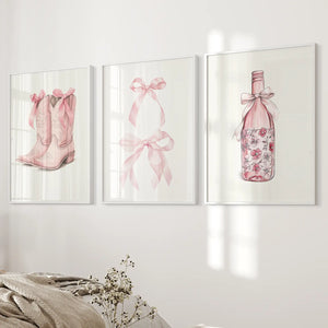 Cowgirl Boots Preppy Modern Wall Art Poster Set