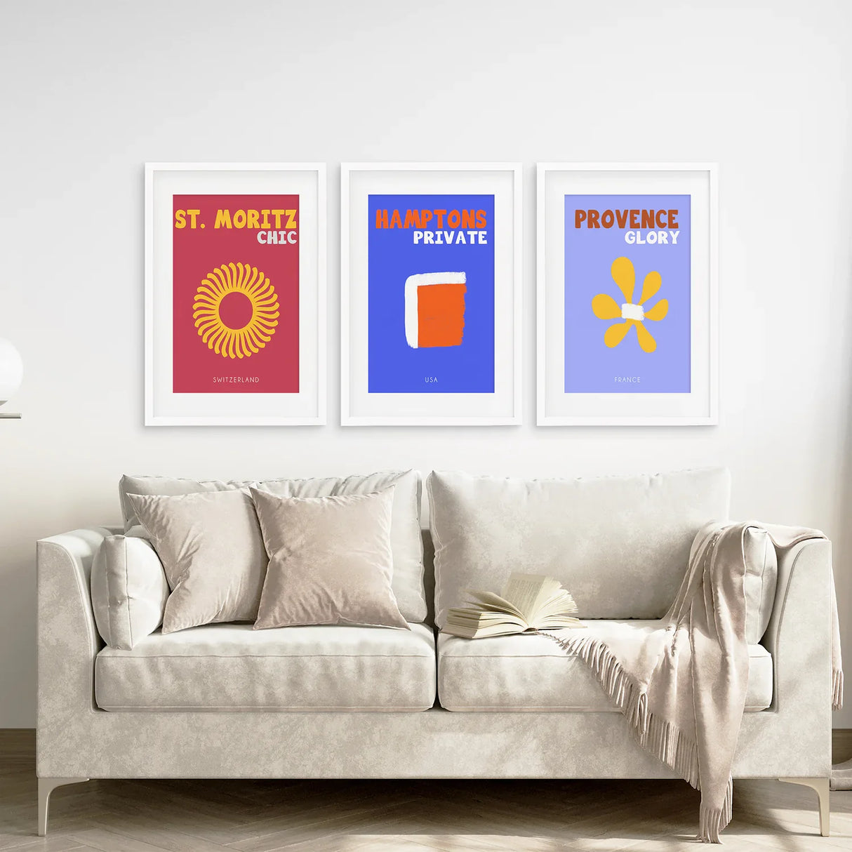 Maximalist Style Set of 3 Posters. Travel Theme