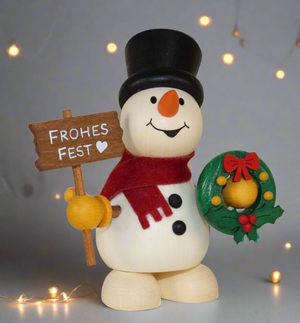 Weihnachtsmann Collectibles - Large Snowman with  Wreath