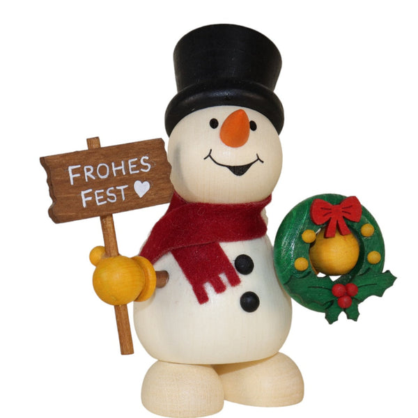 Weihnachtsmann Collectibles - Large Snowman with  Wreath