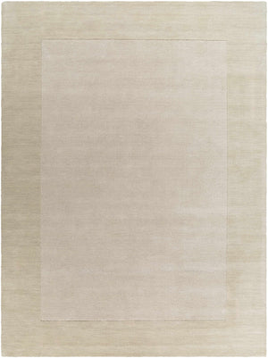 Bordered Solid Wheat Cream Wool Rug
