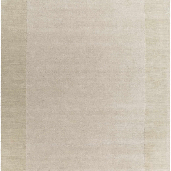 Bordered Solid Wheat Cream Wool Rug