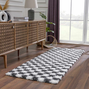 Atira Black & White Checkered Area Rug