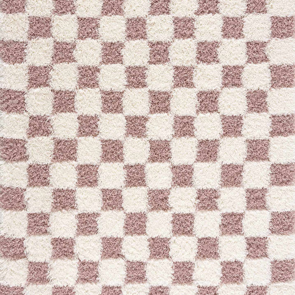 Atira Pink Checkered Shag Rug