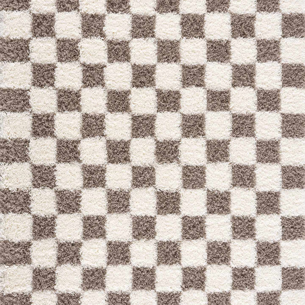 Atira Brown Checkered Area Rug