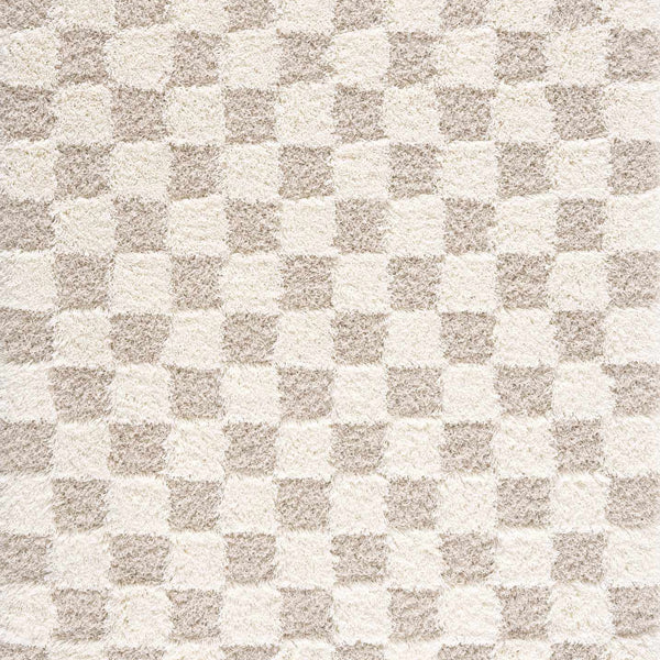 Atira Light Brown Checkered Area Rug