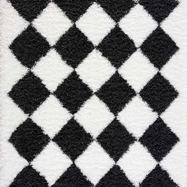Zahur Black & White Diamond Area Rug