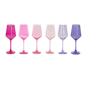 Cotton Candy Collection - Colored Wine Glass Ombré Set of 6