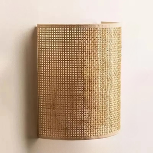 Vintage Rattan Wall Light E27 Handwoven Rope Sconce for Bedside Living Room