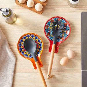 Simi Spoon Rests Set of 2 Porcelain with Floral Patterns