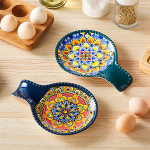 Simi Spoon Rests Set of 2 Porcelain with Floral Patterns