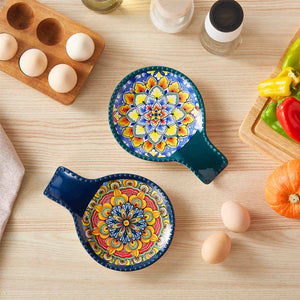Simi Spoon Rests Set of 2 Porcelain with Floral Patterns