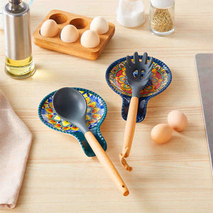 Simi Spoon Rests Set of 2 Porcelain with Floral Patterns