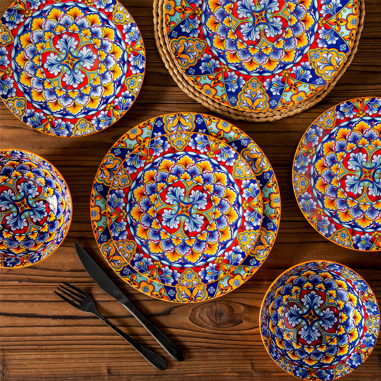 Simi 12 Piece Dinnerware Set with Front-Only Pattern