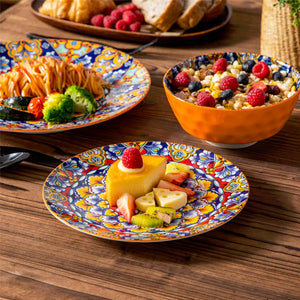Simi 12 Piece Dinnerware Set with Front-Only Boho Pattern